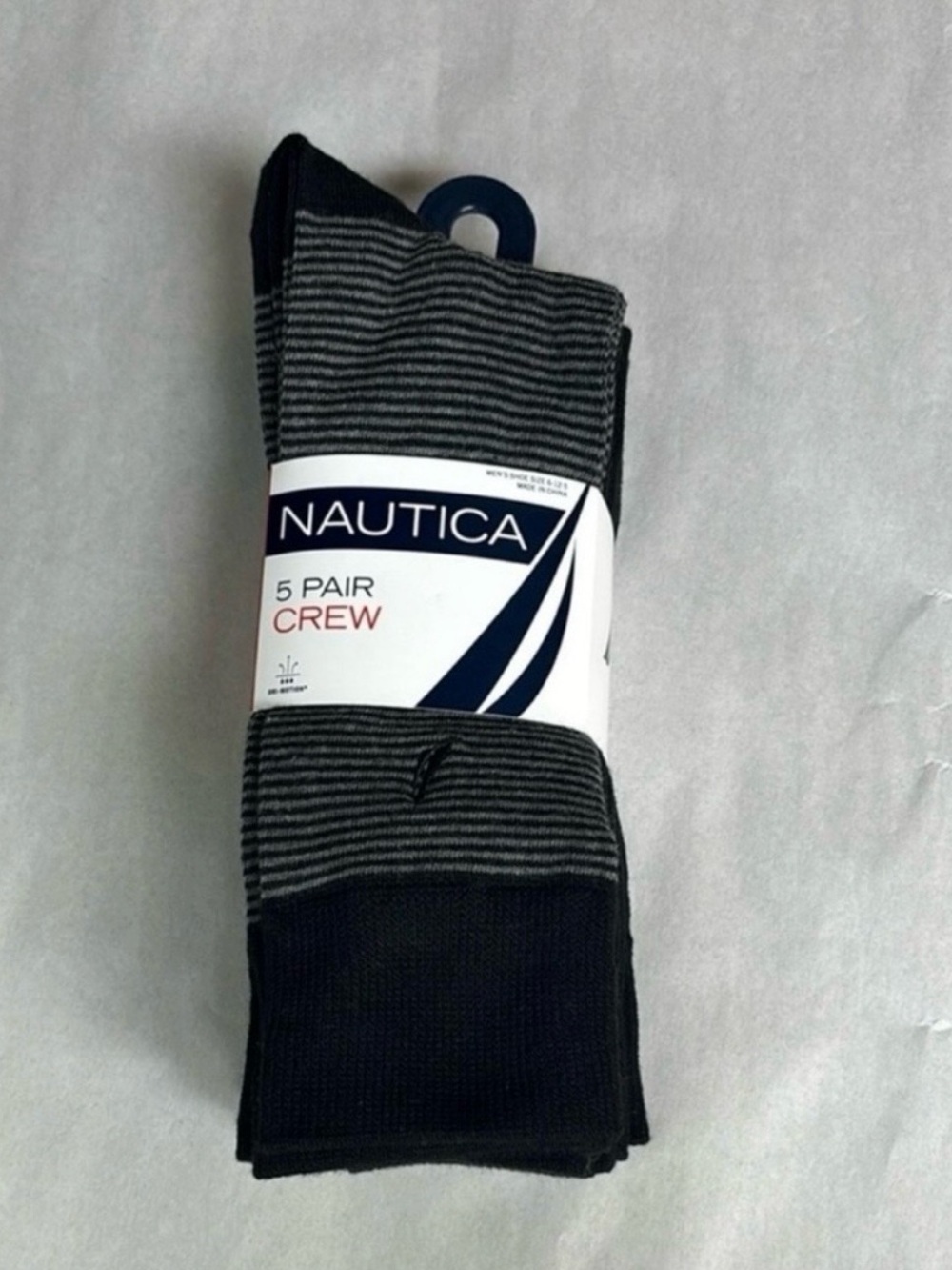 New Nautica Socks Men’s 5 Pair Black Crew Sock Business Casual Dress Active